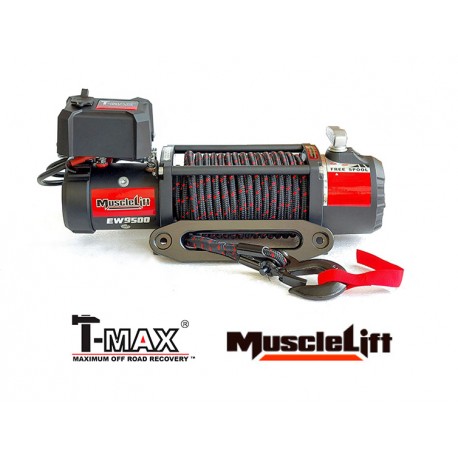 Cabrestante T-MAX Muscle-Lift MW9500 12v Cab.sintético enfundado