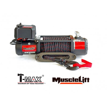 Cabrestante T-MAX 12500 Muscle-Lift 12v cab.sintético enfundado