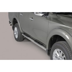 Estribos tubo Inox 76mm con pisantes L200 2019-2024 doble cabina