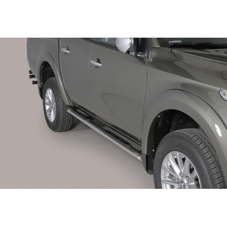 Estribos tubo Inox ovalados con pisantes L200 2019-2024 doble cabina